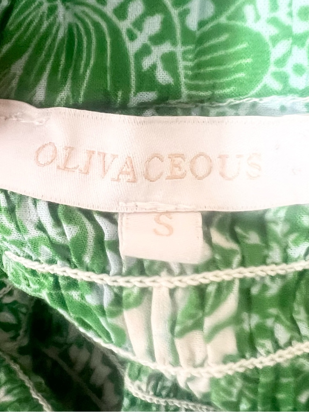 Olivaceous Green & White Floral Smocked Crop Top & Midi Skirt Set Size Small - Picture 13 of 16